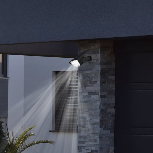 Set mit 2 Solarstrahlern 2 in 1 Projektor zum Stechen oder Fixieren rechteckig leistungsstarke dimmbare weiße LED CURTIS H31,5cm