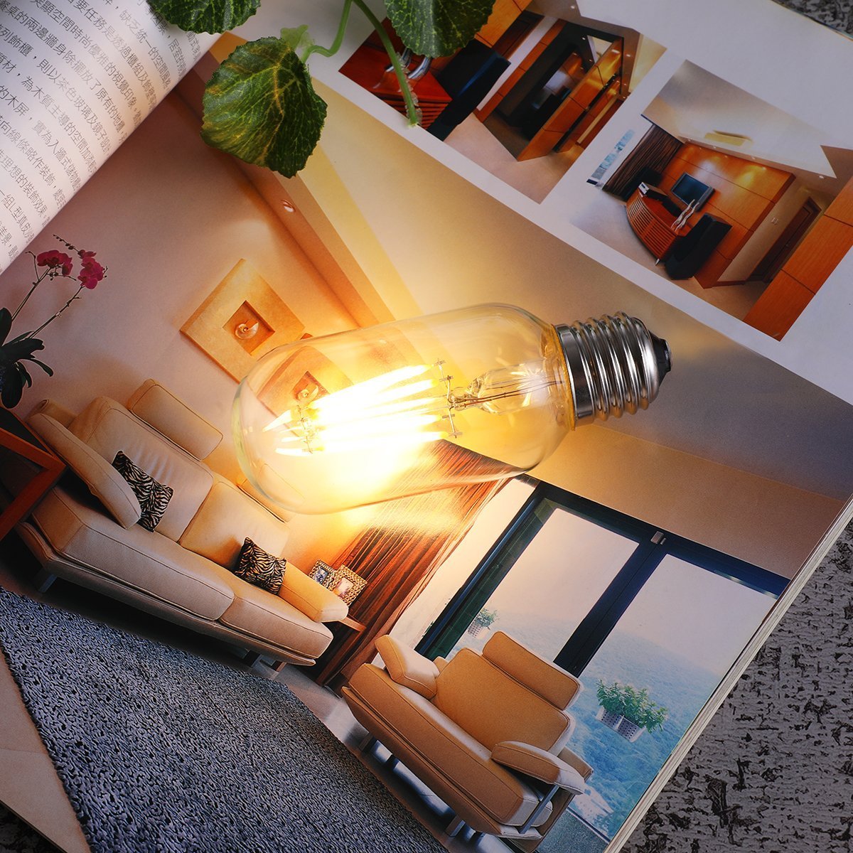 Ampoule filament LED E27 blanc chaud SEDNA E27 T45 6W H12cm - REDDECO.com