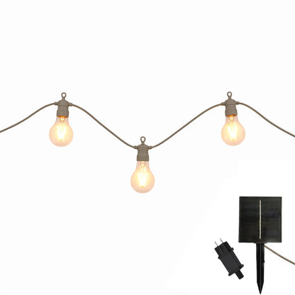 Guirlande lumineuse extérieur taupe 10 globes transparents raccordable LED blanc chaud PARTY MAX CLEAR HYBRID TAUPE 8m solaire et sur secteur