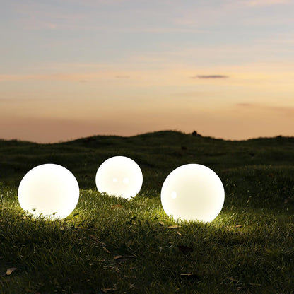 Boule solaire lumineuse à piquer balisage d'allée LED blanc MOONY ∅20 cm - REDDECO.com