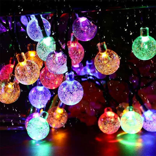 marque generique - Solaires Guirlandes lumineuses d'extérieur, 6M 30 LED  Multicolore Boule de Cristal Waterproof de Noël Lumière Cordes pour Cour,  J - Lampadaire - Rue du Commerce