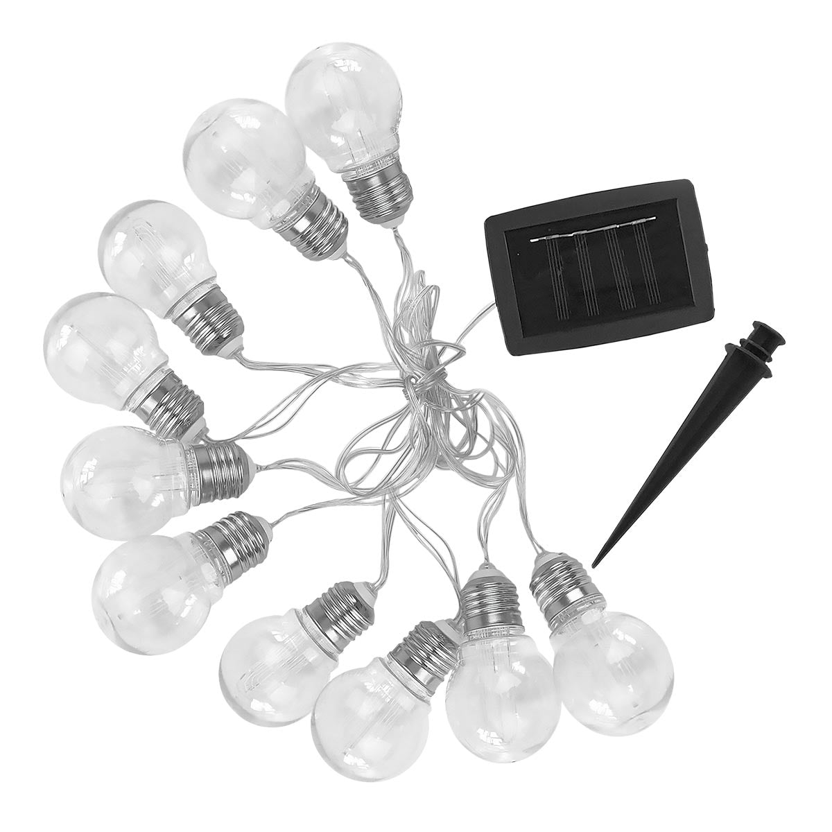 Guirlande lumineuse solaire 10 ampoules à effet filament LED blanc chaud DIXY 3.80m - REDDECO.com