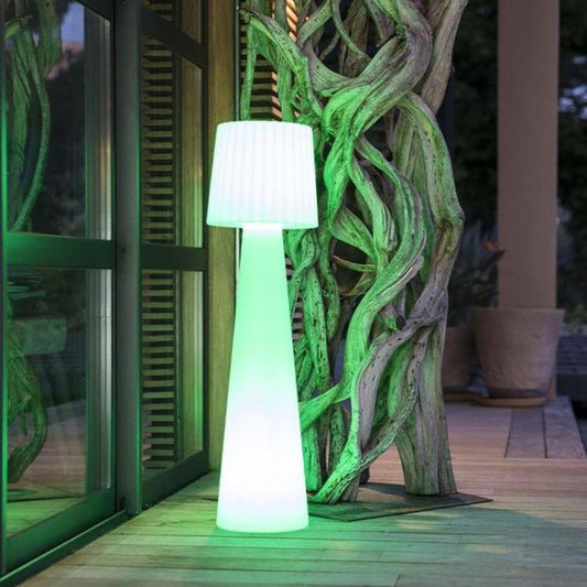 Lampadaire design sans fil LED abat-jour ondulé multicolore dimmable LADY H110cm avec télécommande - REDDECO.com