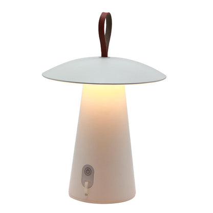 Lampe de table sans fil en aluminium anse en cuir LED blanc chaud FUNGY H29cm - REDDECO.com