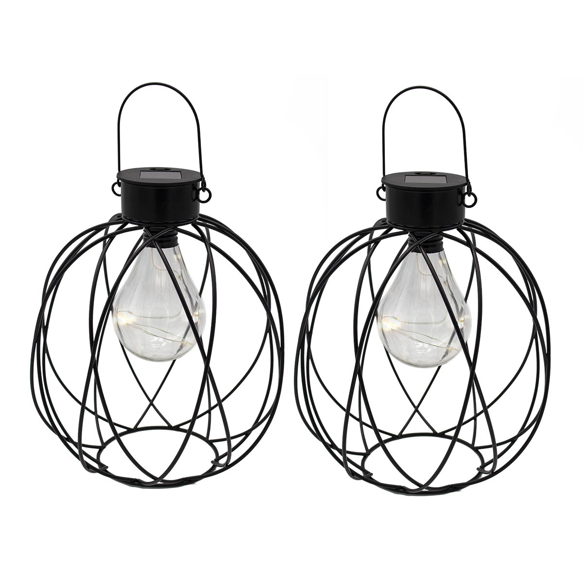 Lot de 2 lanternes solaires à poser ou à suspendre ampoule micro LED blanc chaud VENUS H24cm - REDDECO.com