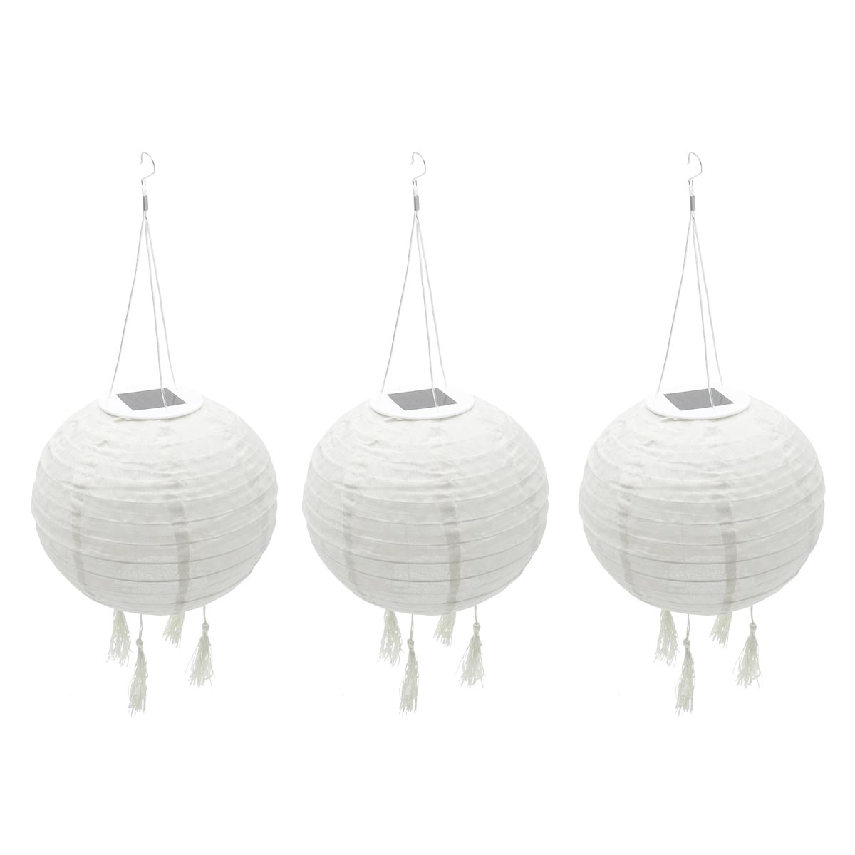 Lot de 3 lampion solaire lanterne chinoise crème mariage festif LED blanc chaud HIMALAYA ∅30cm - REDDECO.com