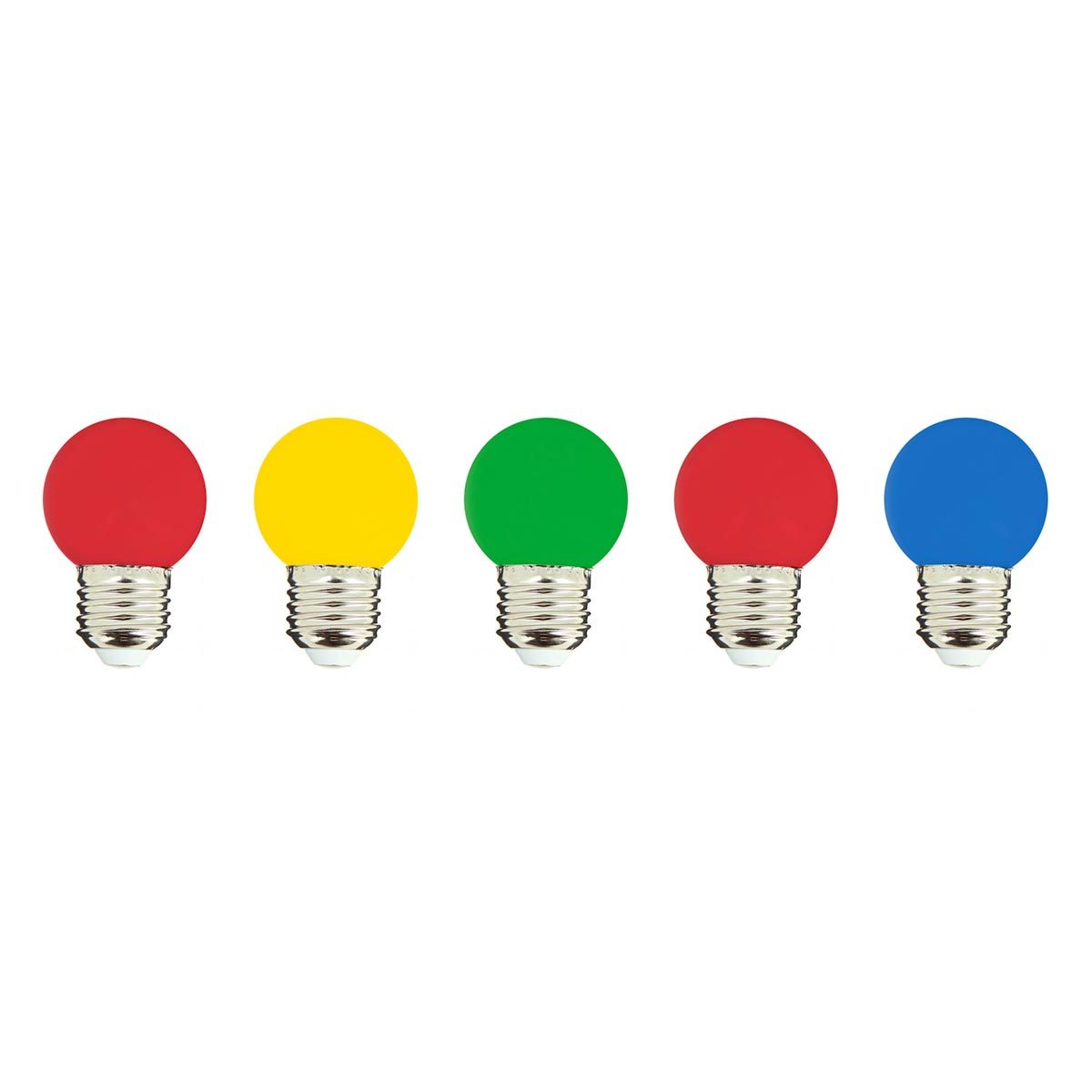Lot de 5 ampoules LED E27 multicolore globe compatible guirlande PARTY BULB COLOR H7cm - REDDECO.com