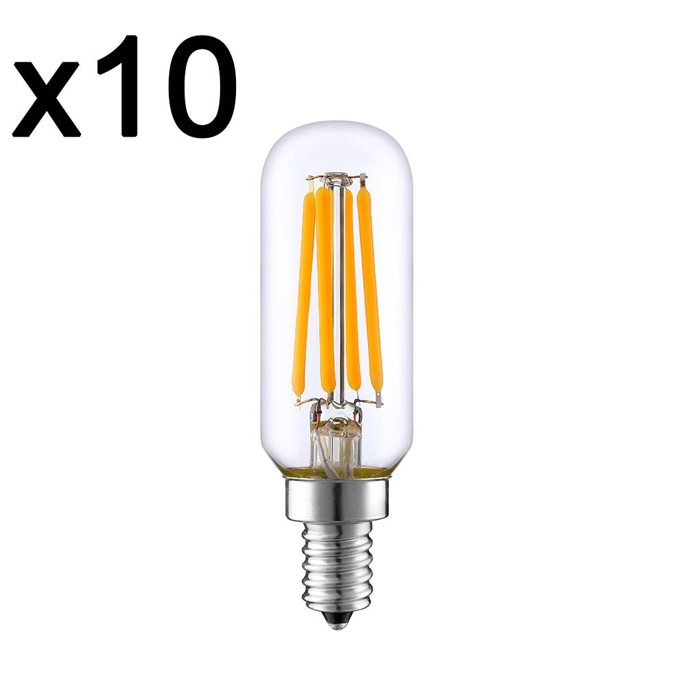 Lot de 10 Ampoule filament LED E27 blanc chaud PLUTON E14 T25 4W H9cm - REDDECO.com