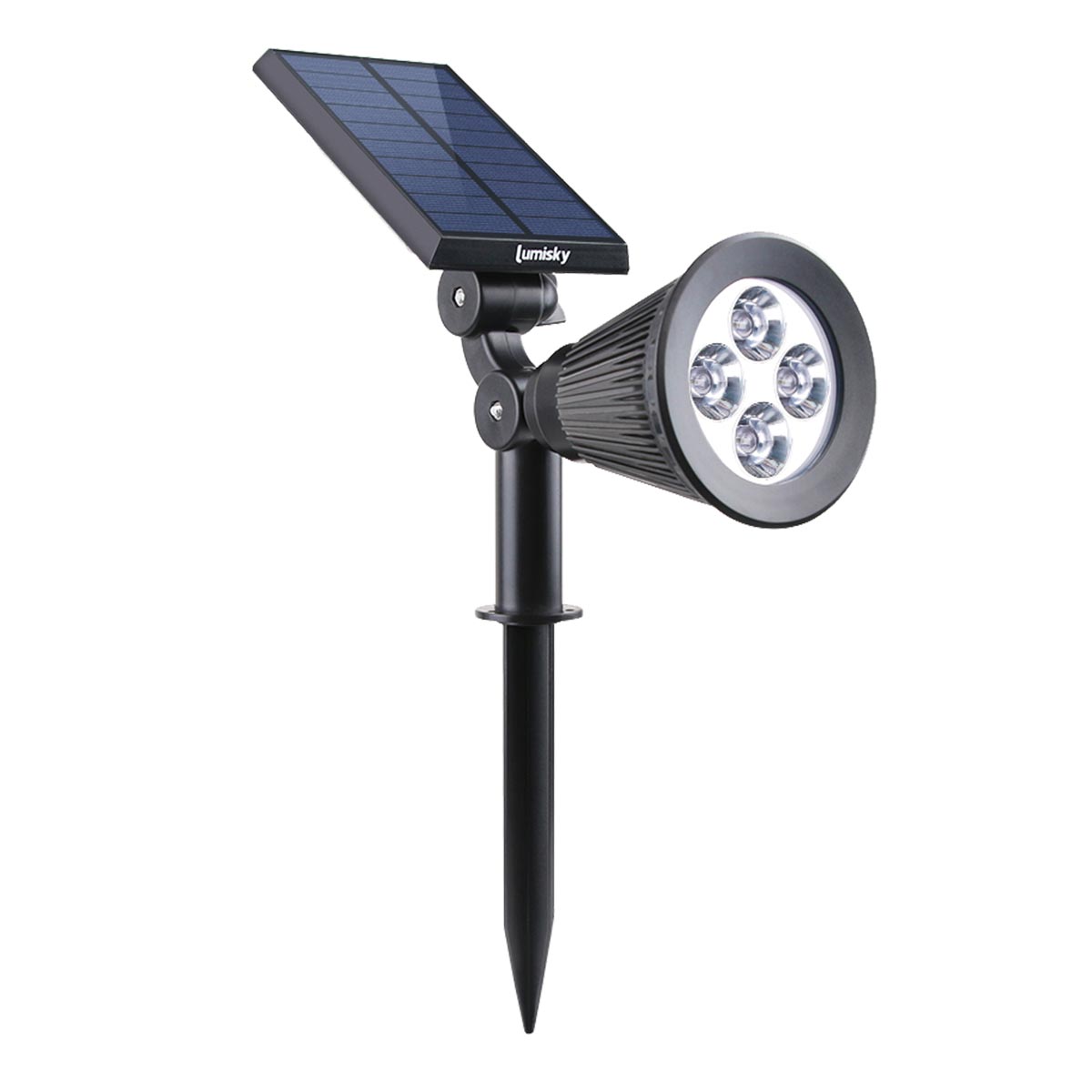 Spot solaire projecteur 2 en 1 à piquer ou à fixer dimmable LED blanc SPIKY W34 H42cm - REDDECO.com